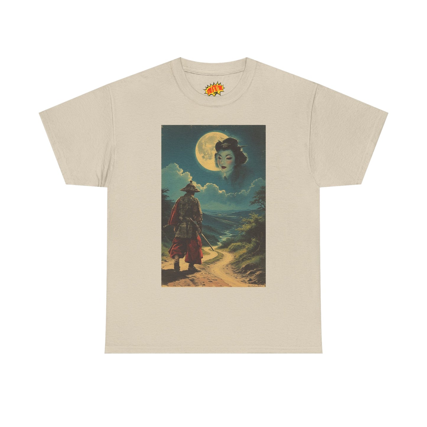 Samurai w/Full Moon Sky Geisha T-Shirt *Multiple Colors*
