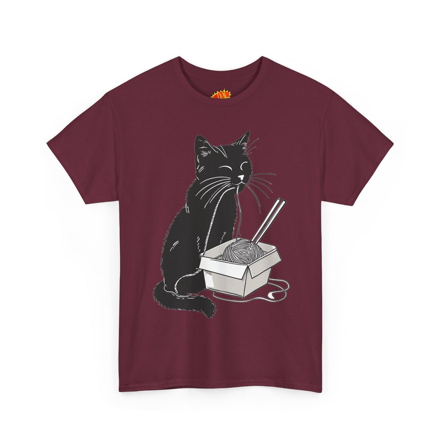 Black Cat w/Noodles Drawing Art Tee Shirt *Multiple Colors*