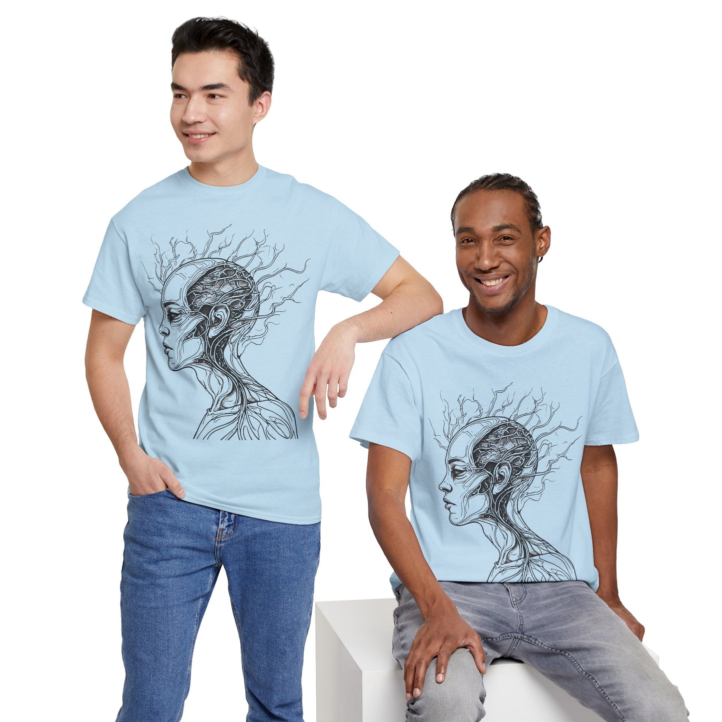Anatomy Line Drawing Face Graphic Art Tee Shirt *Multiple Colors*