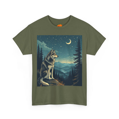 Wolf with Sliver Moon Scene T-Shirt