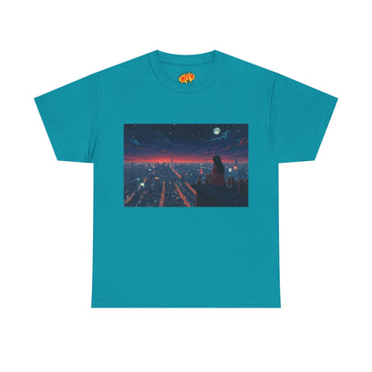 Neon City Anime Night Scene w/Cats T-Shirt