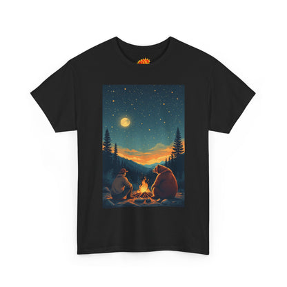 Mountain Man w/ Brown Bear Campfire Scene T-Shirt
