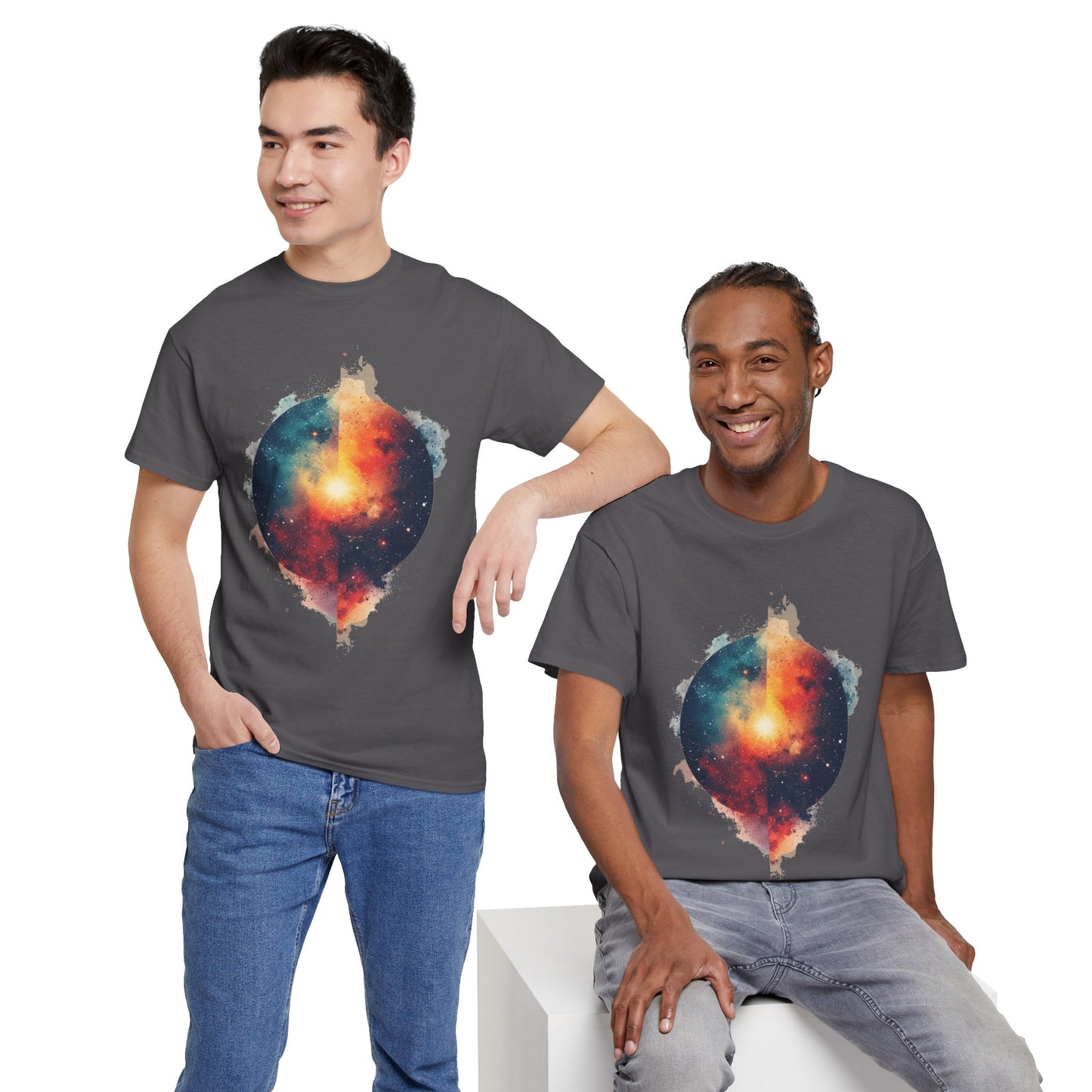 Round Galaxy w/Nebula Graphic Art Tee Shirt *Multiple Colors*