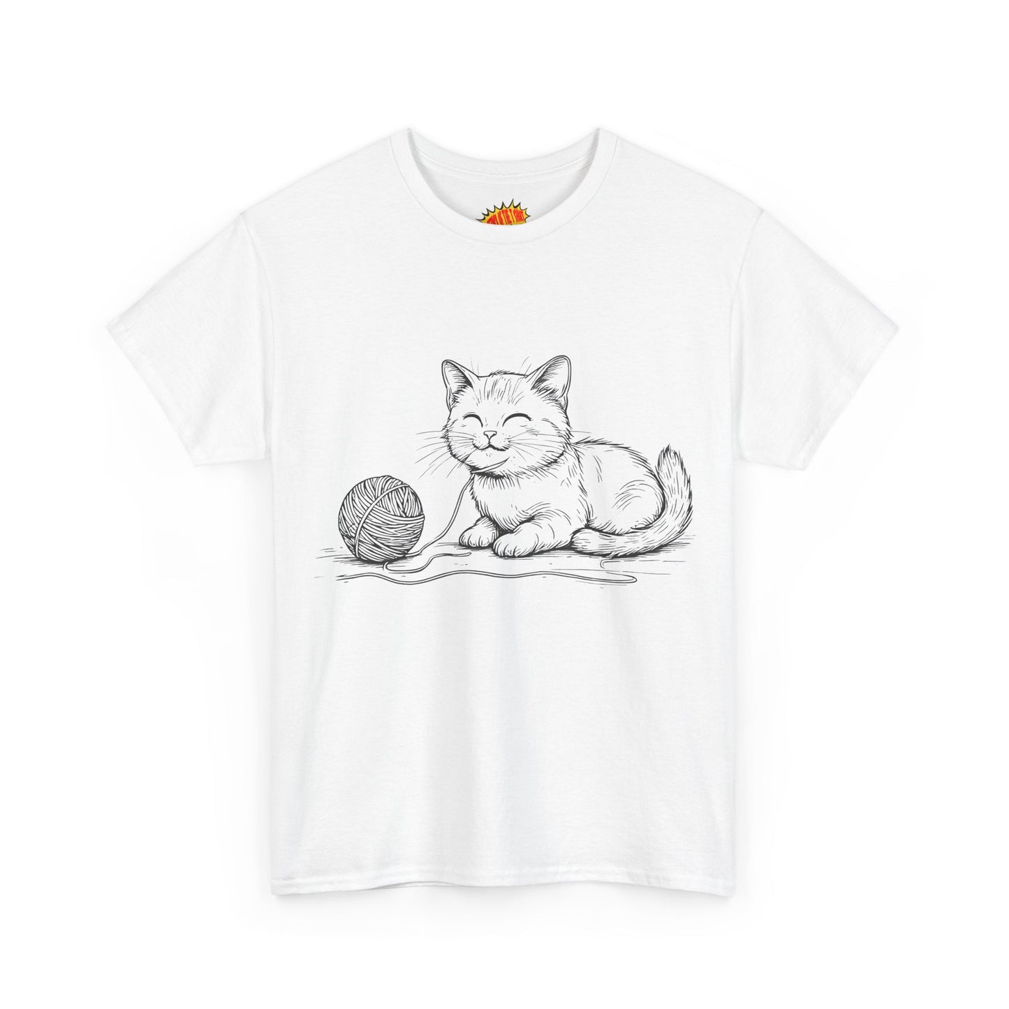 Cat w/Yarn Ball Line Drawing Tee Shirt *Multiple Colors*