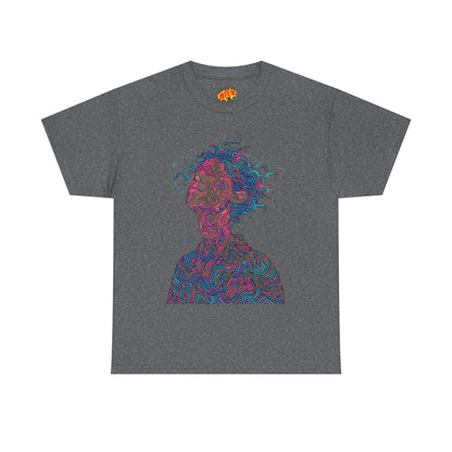 Line Drawing Multicolor Human Graphic Art Tee Shirt