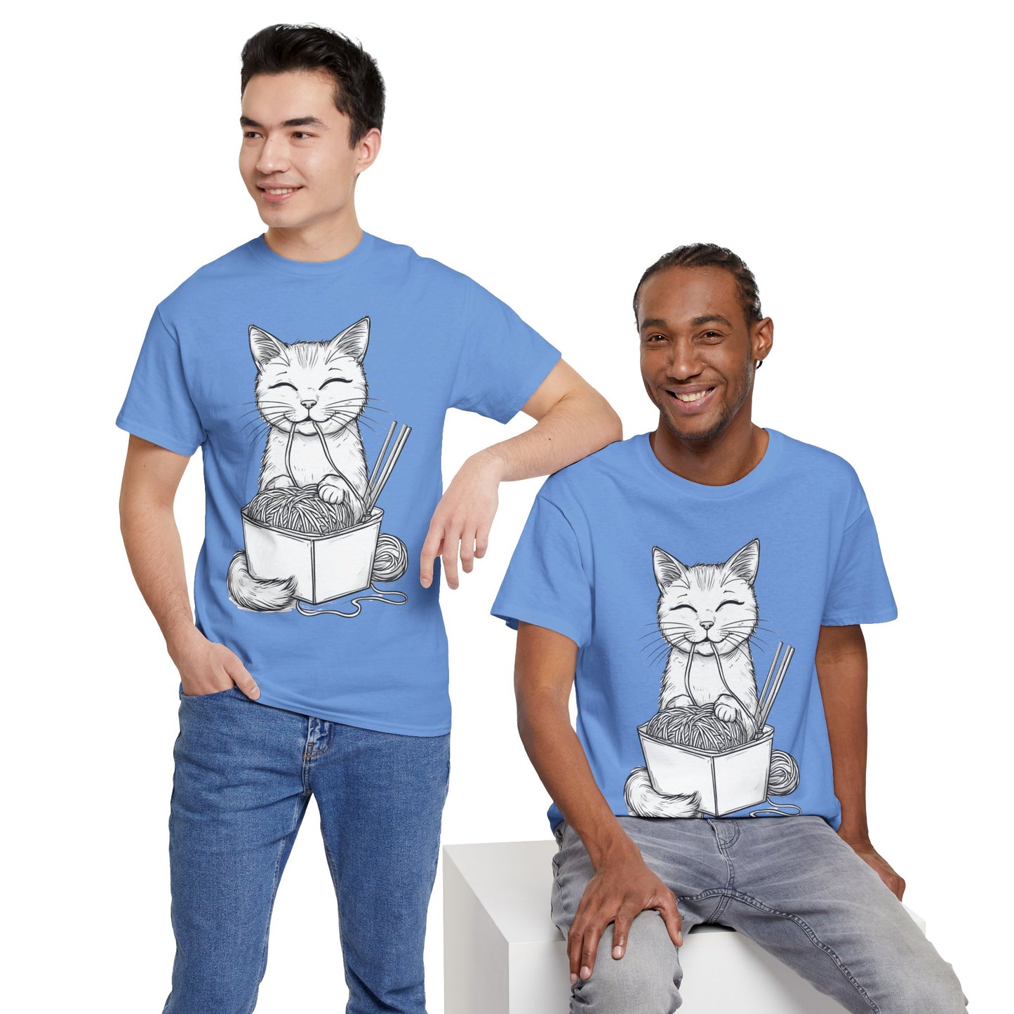 Cat w/Noodles Drawing Art Tee Shirt *Multiple Colors*