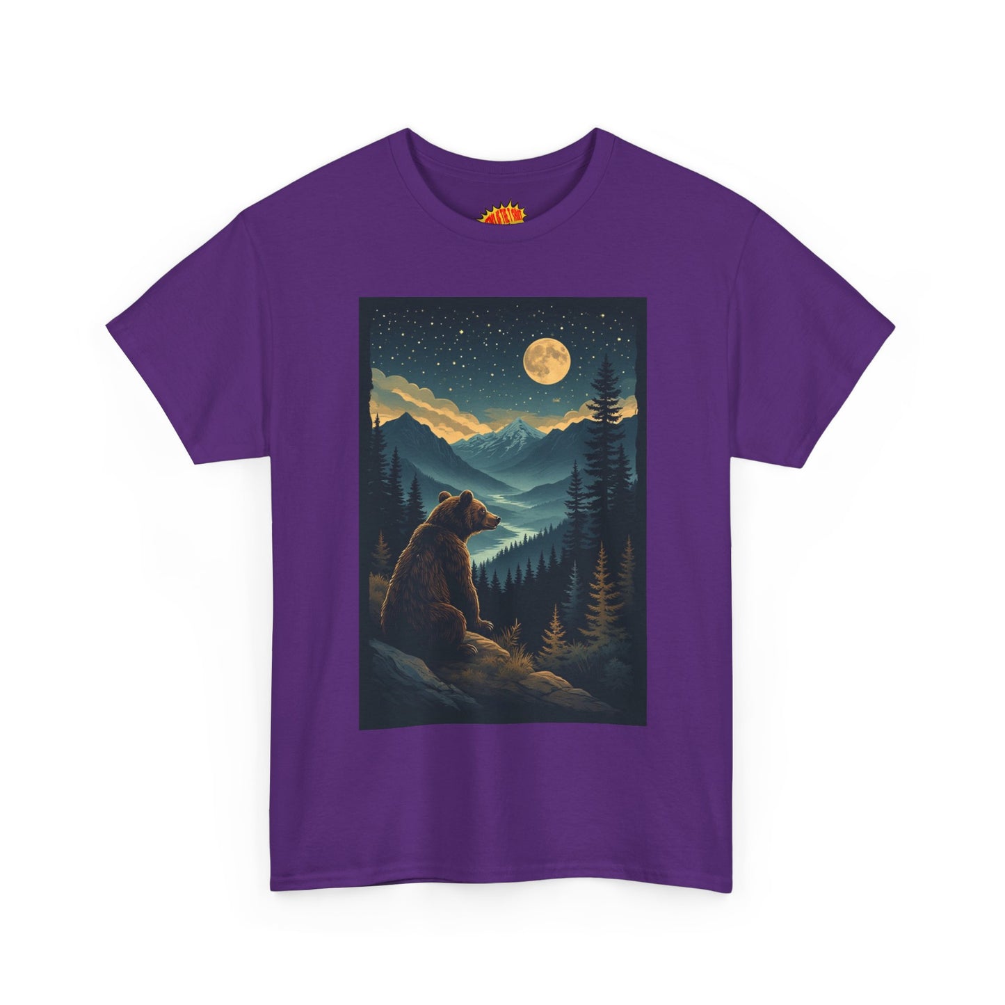 Sitting Grizzly Bear Full Moon Scene T-Shirt *Multiple Colors*