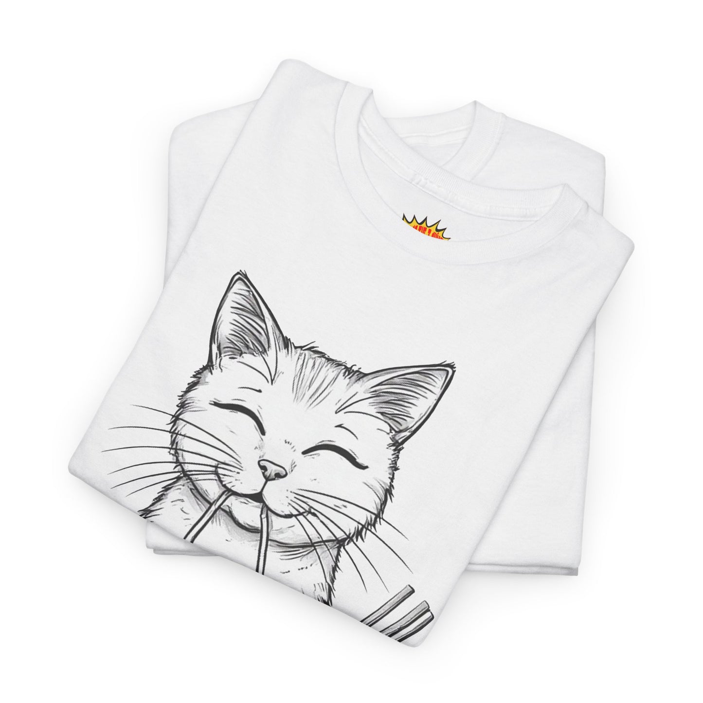 Cat w/Noodles Drawing Art Tee Shirt *Multiple Colors*