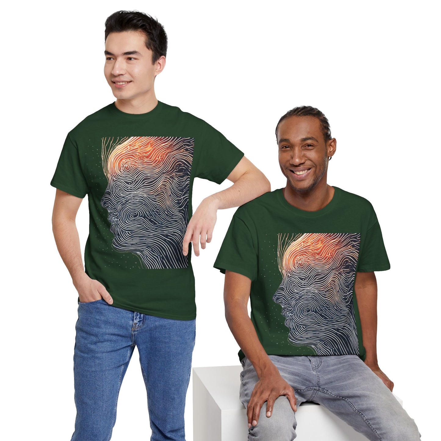 Line Drawing Face Graphic Art Tee Shirt *Multiple Colors*