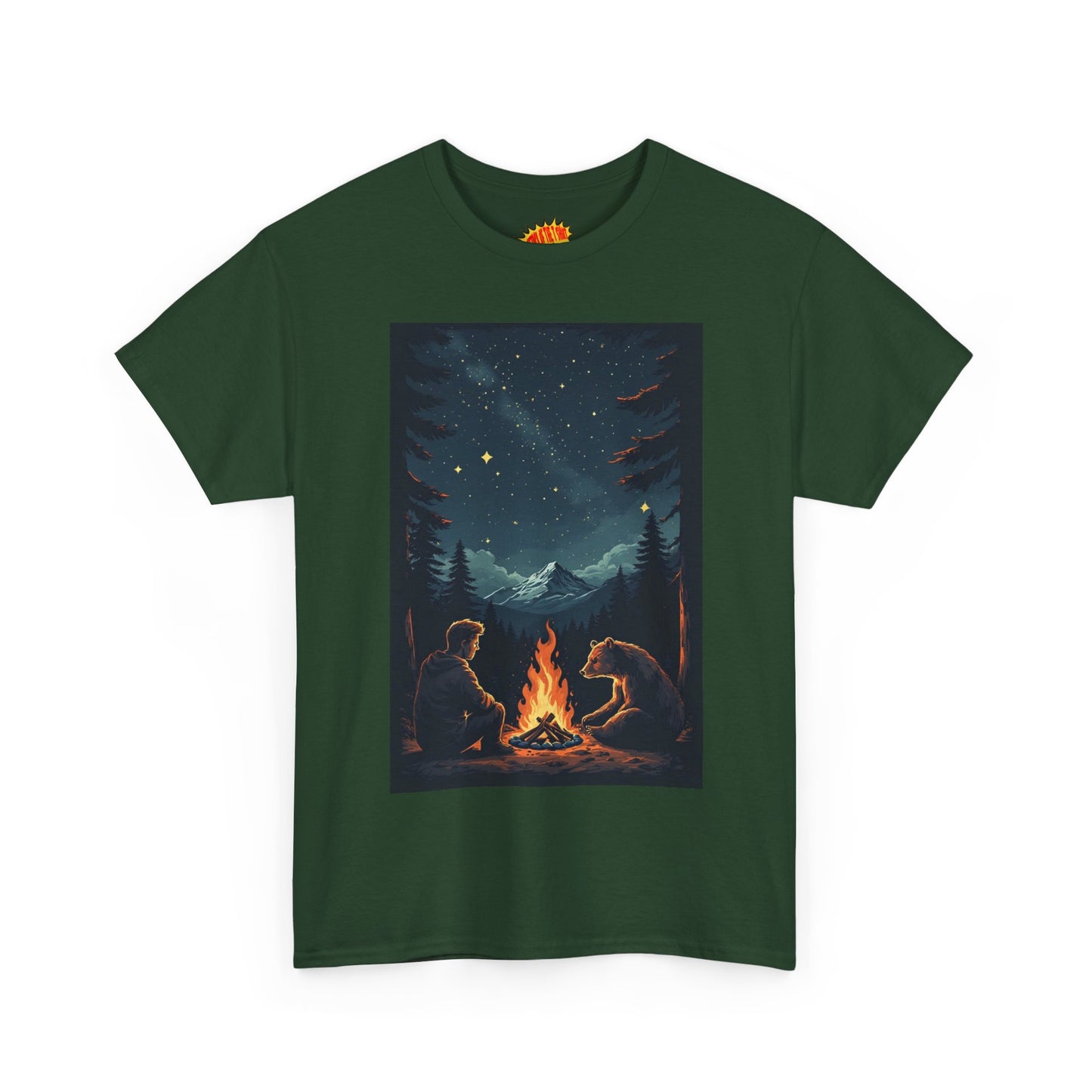 Mountain Man w/Bear Campfire Scene T-Shirt *Multiple Colors*