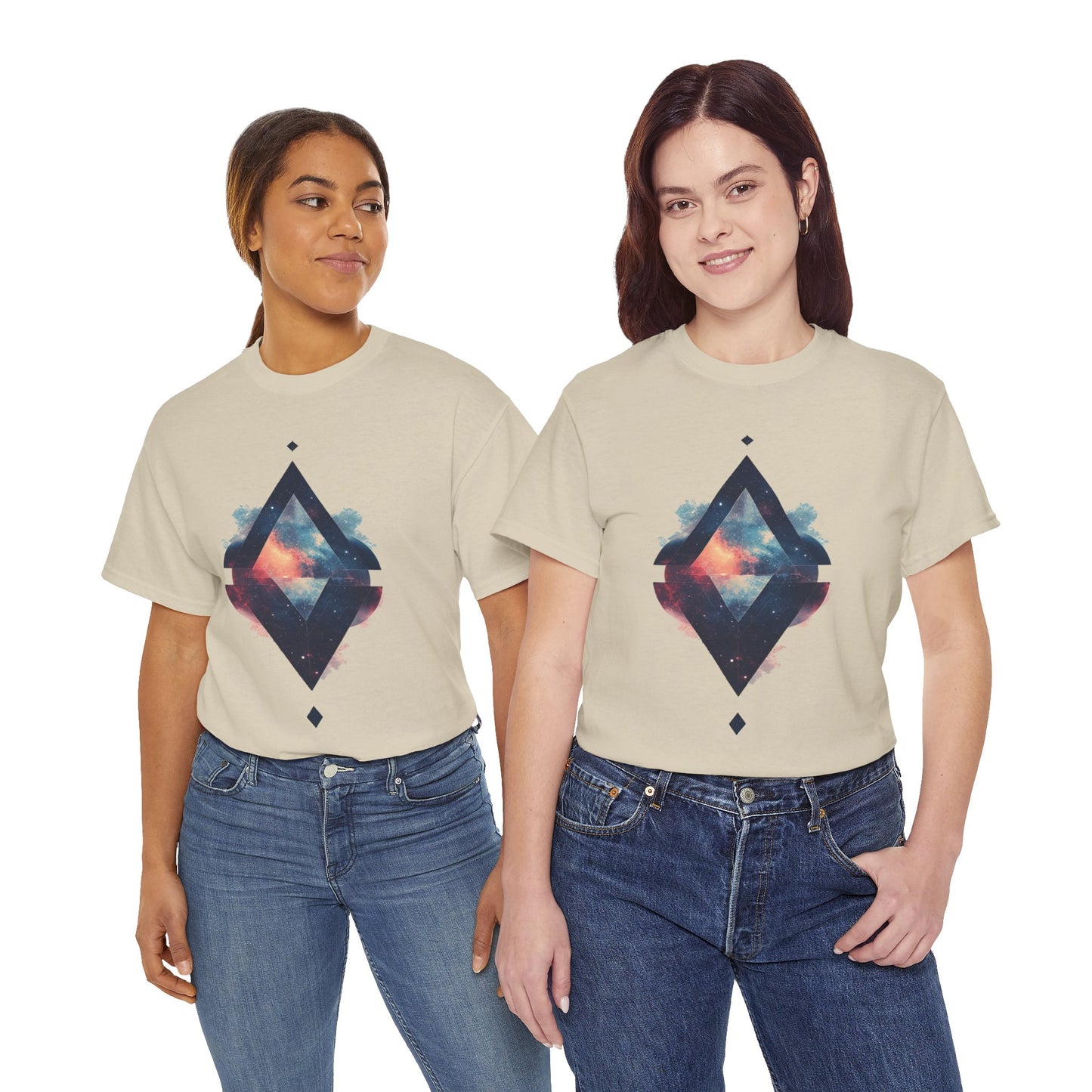 Split Diamond Shape Nebula Graphic Space Art Tee Shirt *Multiple Colors*