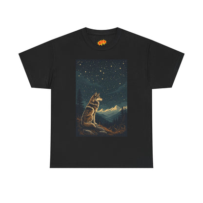 Mountain Wolf with Starry Night T-Shirt
