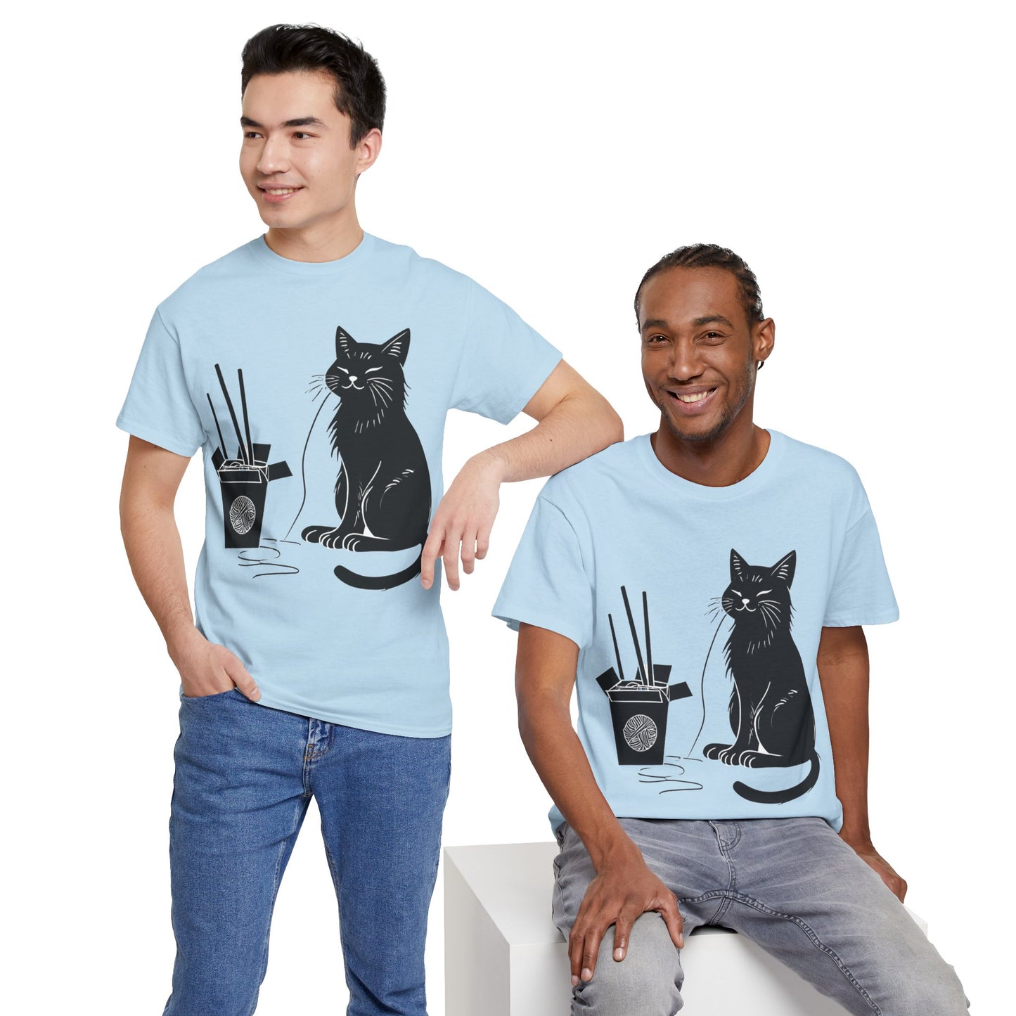 Black Cat w/Takeout Yarn Art Tee Shirt *Multiple Colors*
