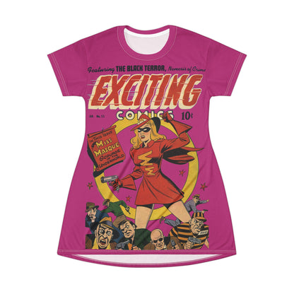 Exciting Comics #53 feat. Miss Masque T-Shirt Dress Pink