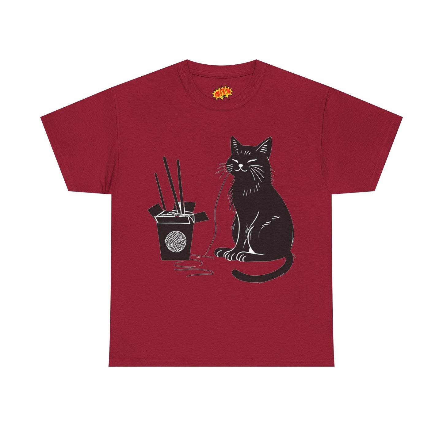 Black Cat w/Takeout Yarn Art Tee Shirt *Multiple Colors*