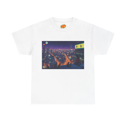 Anime Style Neon Night Cityscape w/Cats T-Shirt