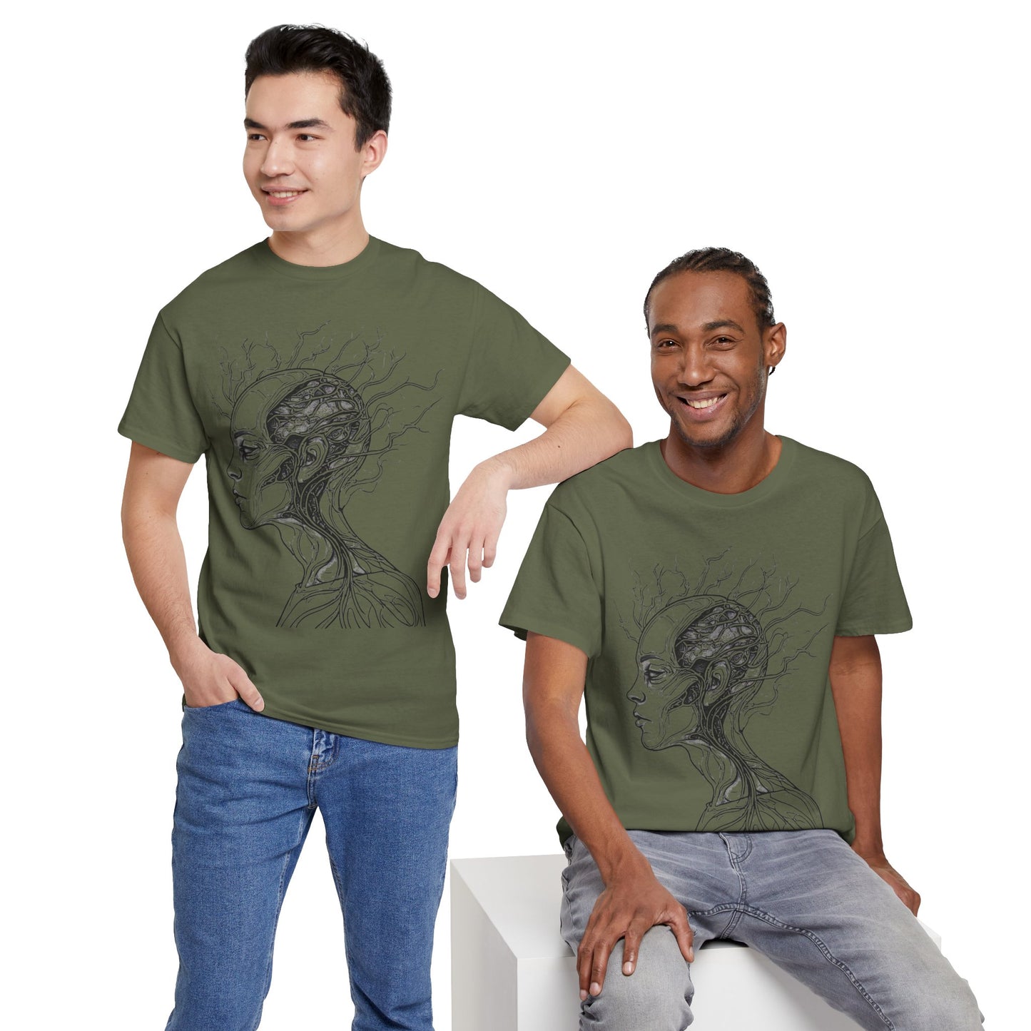 Anatomy Line Drawing Face Graphic Art Tee Shirt *Multiple Colors*