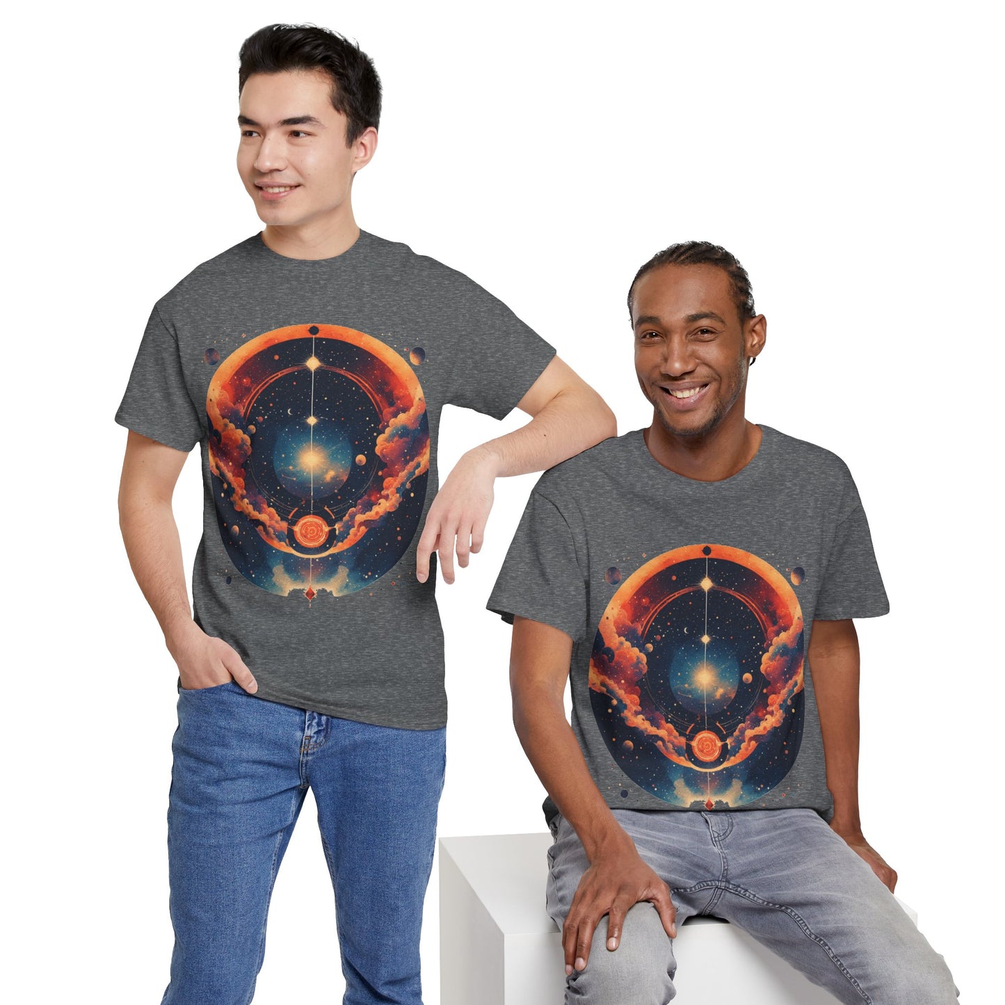 Round Galaxy Graphic Tee Shirt *Multiple Colors*