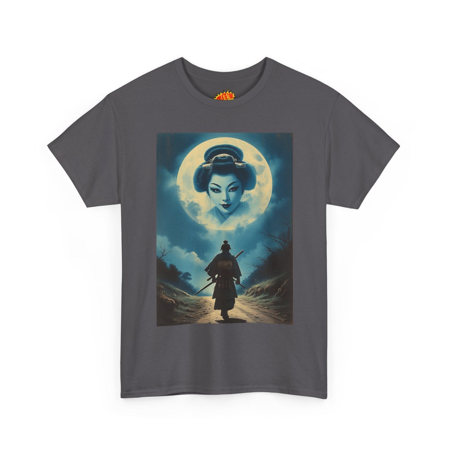 Walking Samurai w/Full Moon Geisha Woman T-Shirt *Multiple Colors*