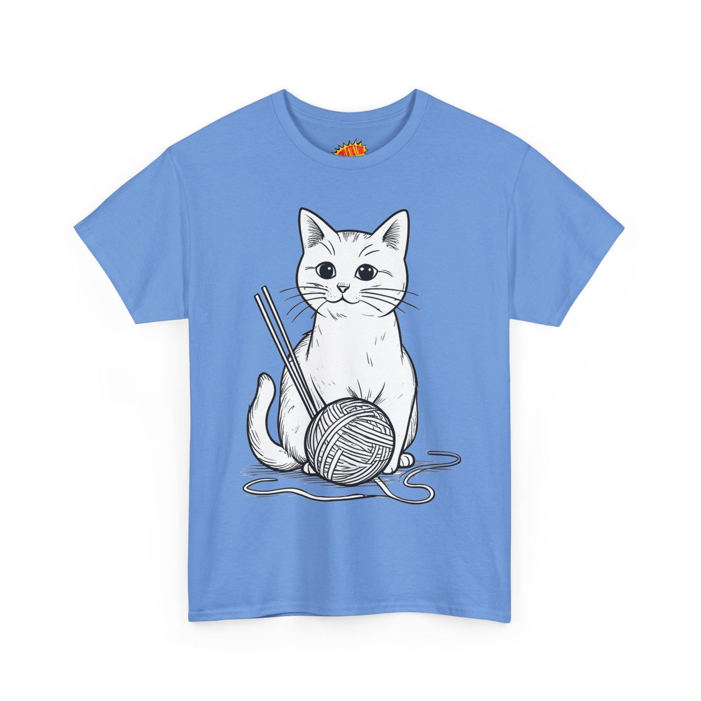 White Cat w/Yarn Ball Art Tee Shirt *Multiple Colors*