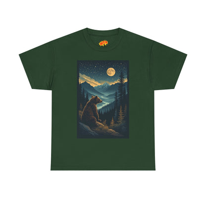 Sitting Grizzly Bear Full Moon Scene T-Shirt