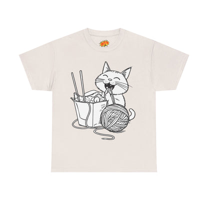 Happy Cat w/Noodles + Yarn Art Tee Shirt