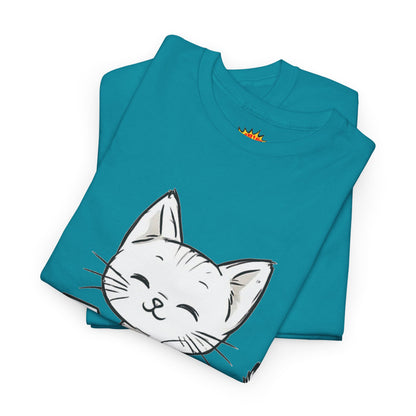 White Cat w/Takeout Yarn Art Tee Shirt