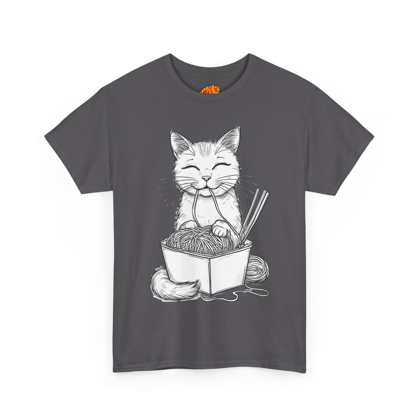 Cat w/Noodles Drawing Art Tee Shirt *Multiple Colors*