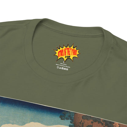 The Hanging-cloud Bridge by Katushika Hokusai - Heavy Cotton Tee *Dark Colors*