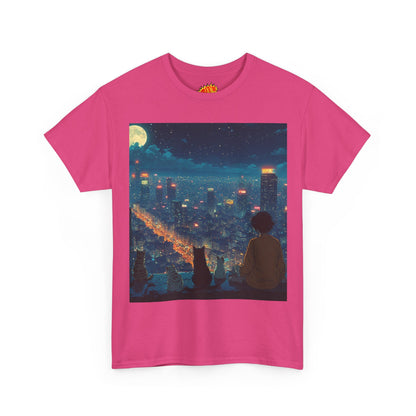 Anime City Night Scene w/Cats T-Shirt