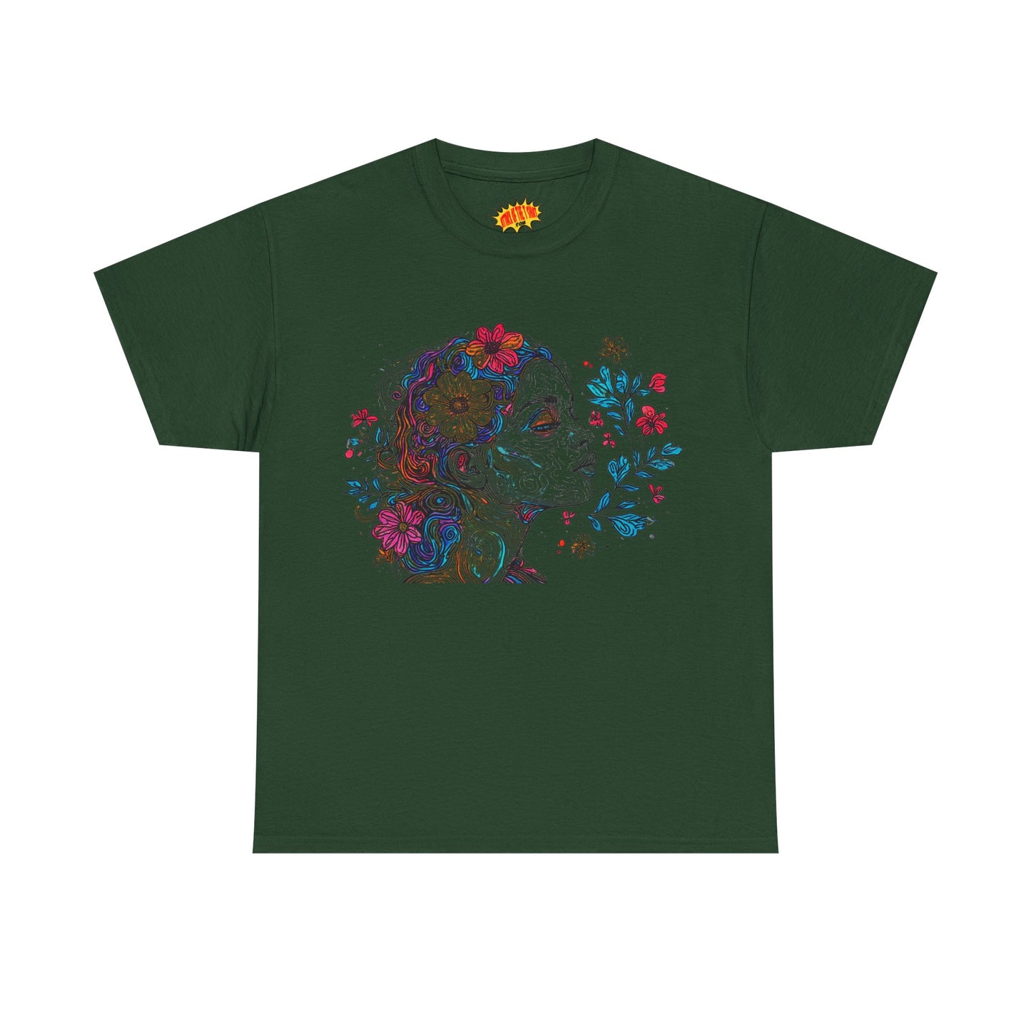 Multicolor Line Drawing Human Graphic Flower Art Tee Shirt *Multiple Colors*