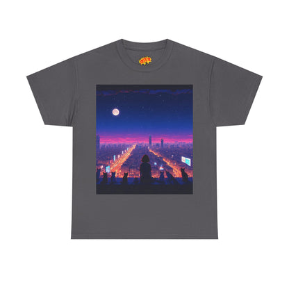 Anime City Full Moon Scene w/Girl & Cats T-Shirt