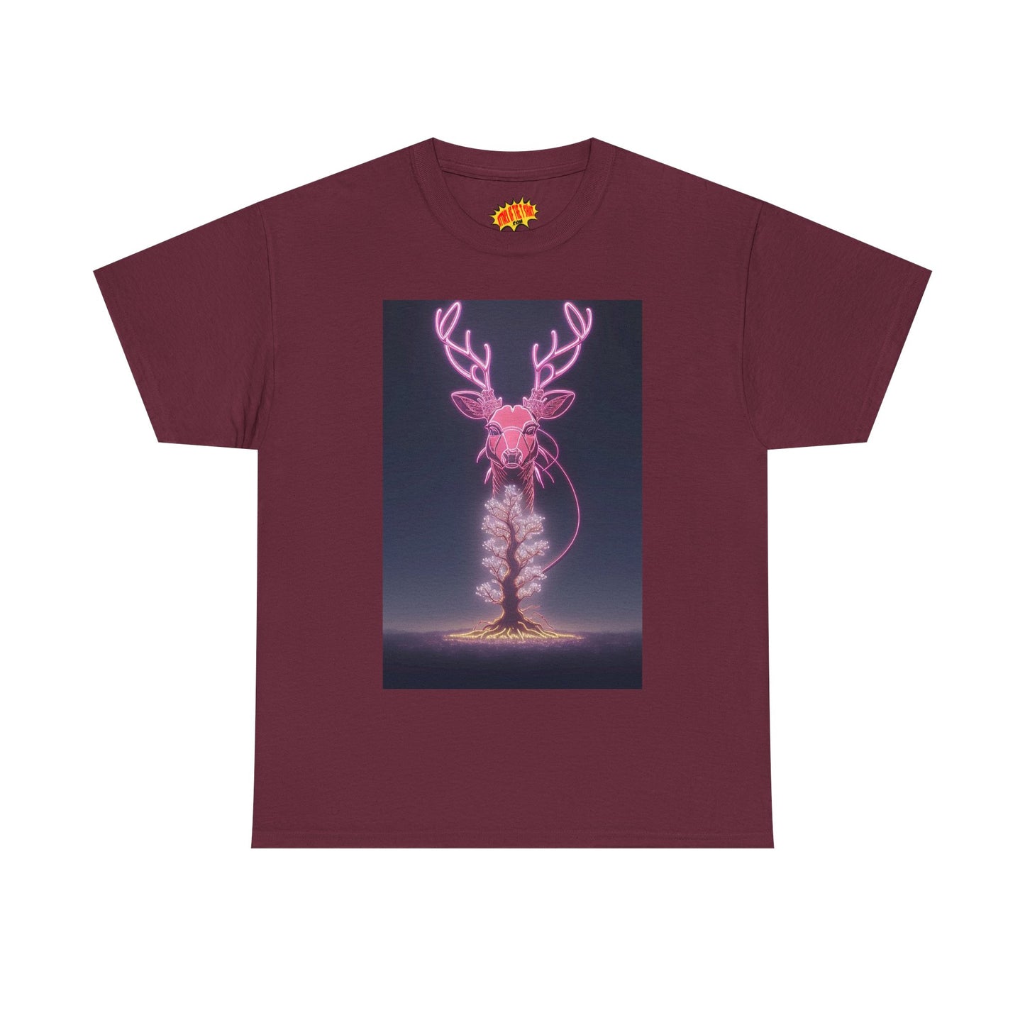 Electric Neon Deer Tree Cotton Tee Shirt *Multiple Colors*