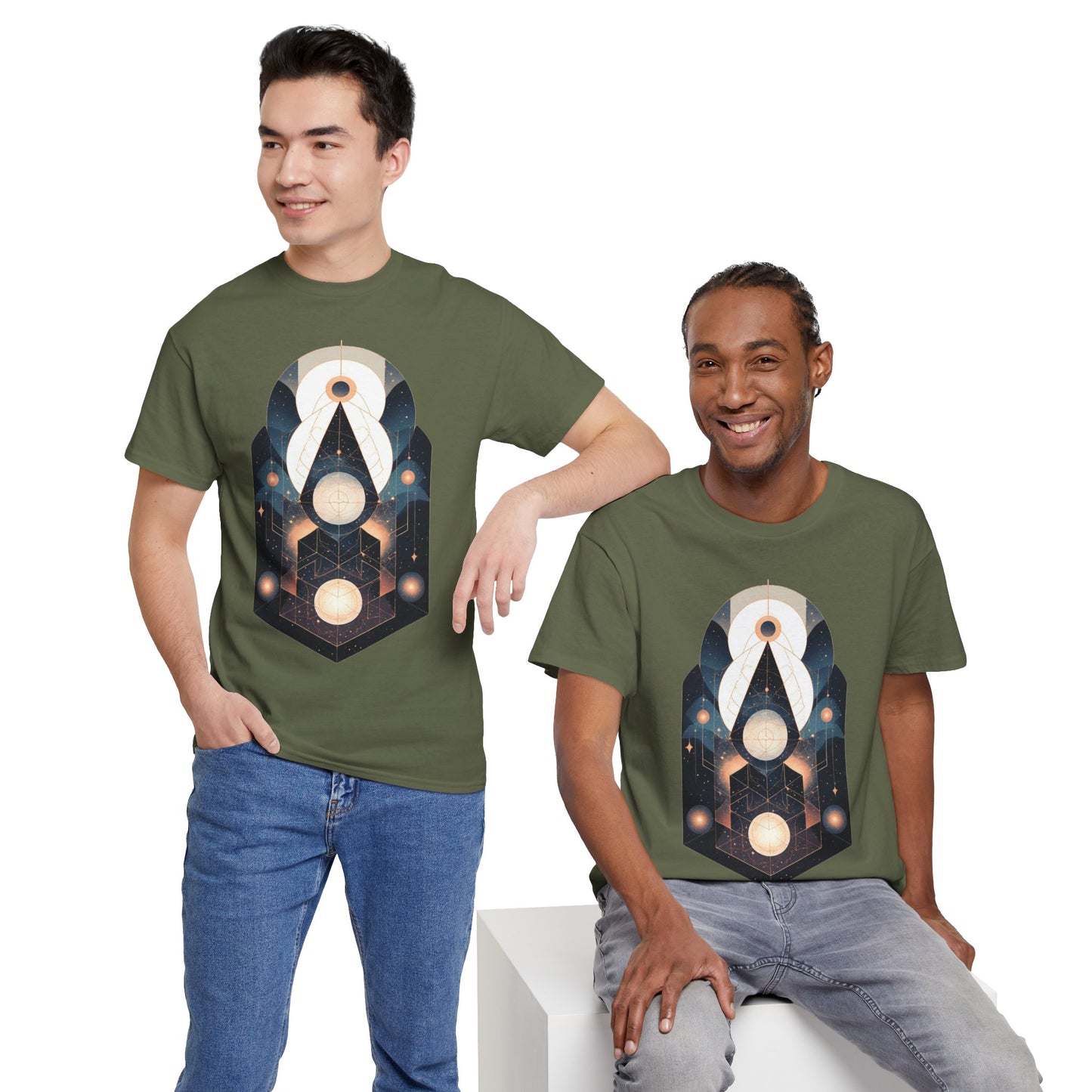 Geometric Space Art Pattern Graphic Tee Shirt *Multiple Colors*