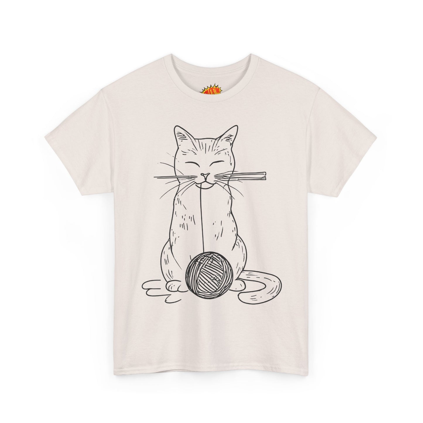 Cat w/Yarn Ball Line Art Drawing Tee Shirt *Multiple Colors*