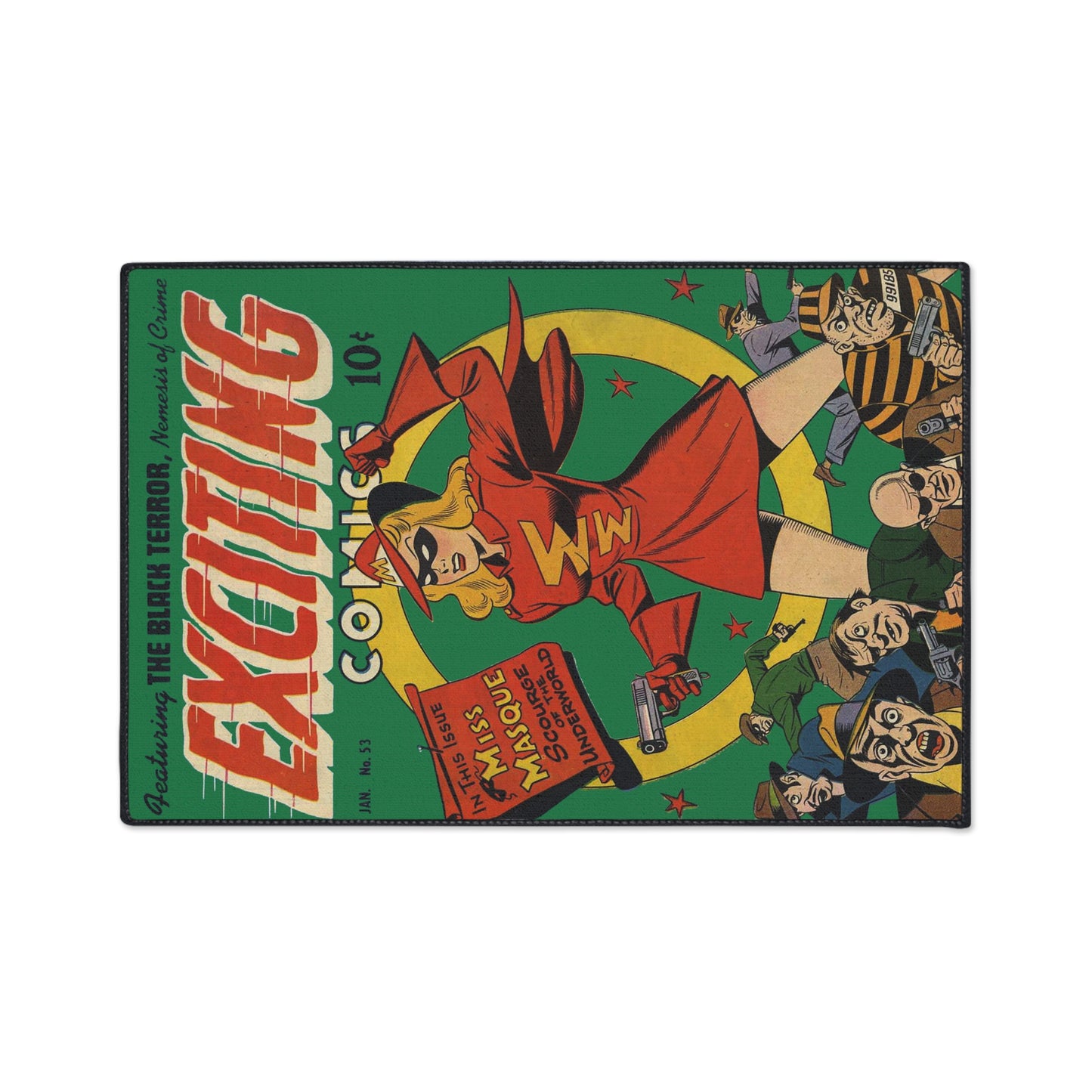 Exciting Comics #53 feat. Miss Masque Heavy Duty Floor Mat Many Sizes Available