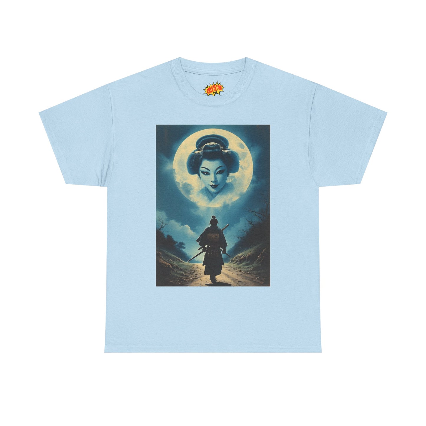 Walking Samurai w/Full Moon Geisha Woman T-Shirt *Multiple Colors*