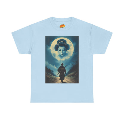 Walking Samurai w/Full Moon Geisha Woman T-Shirt