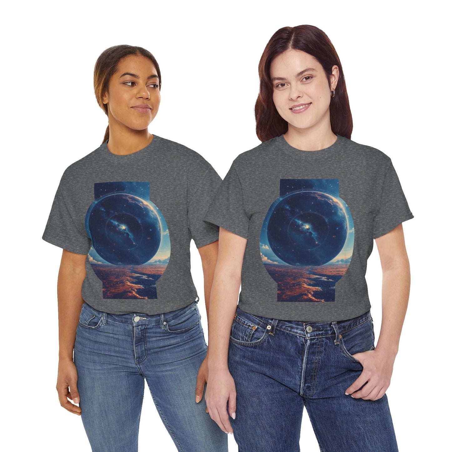 Round Galaxy Space Graphic Art Tee Shirt *Multiple Colors*