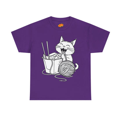 Happy Cat w/Noodles + Yarn Art Tee Shirt
