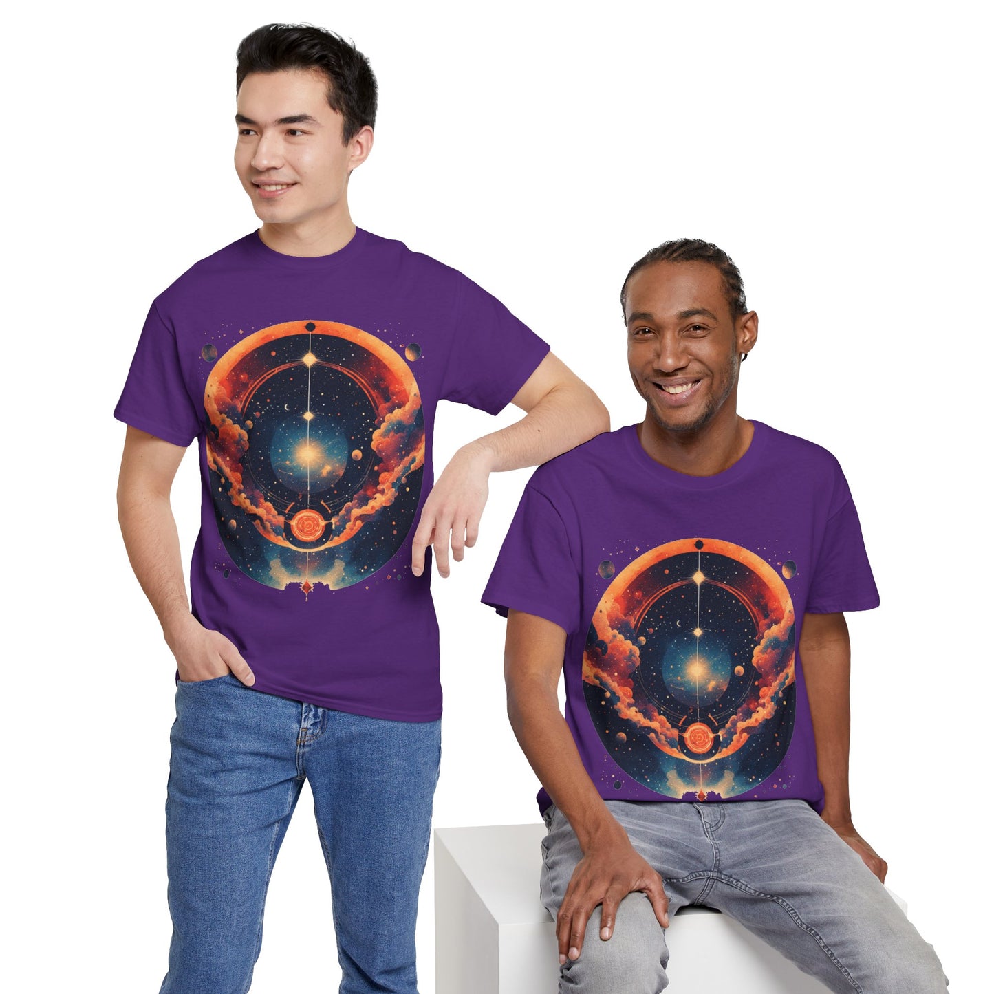 Round Galaxy Graphic Tee Shirt *Multiple Colors*