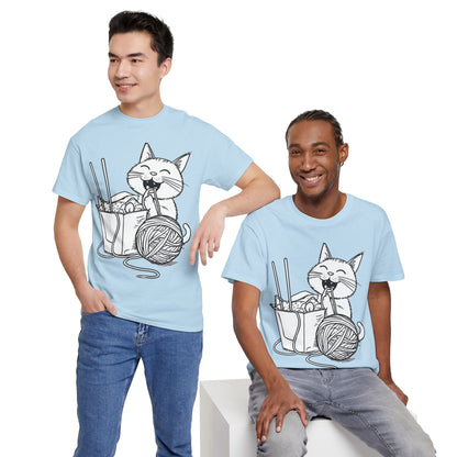 Happy Cat w/Noodles + Yarn Art Tee Shirt