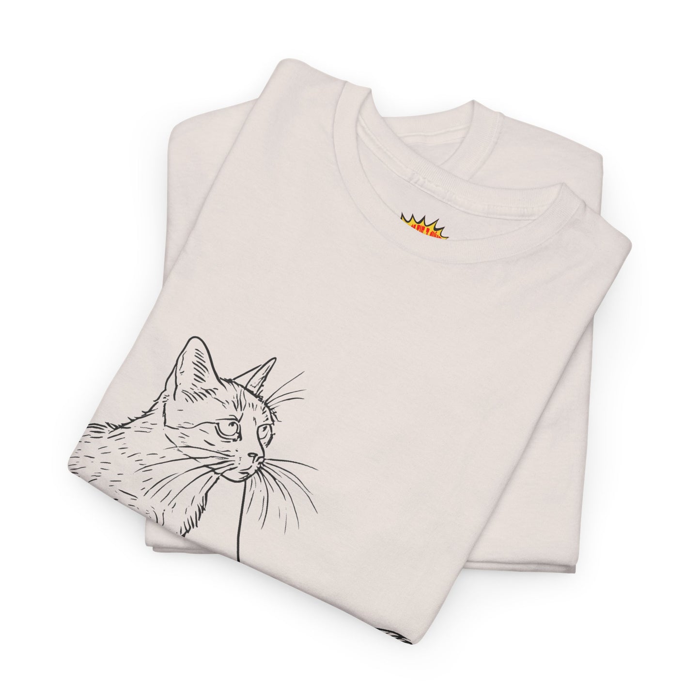 Cat w/Yarn Line Drawing Art Tee Shirt *Multiple Colors*