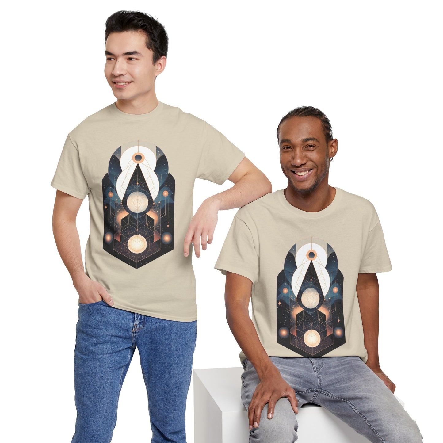 Geometric Space Art Pattern Graphic Tee Shirt *Multiple Colors*