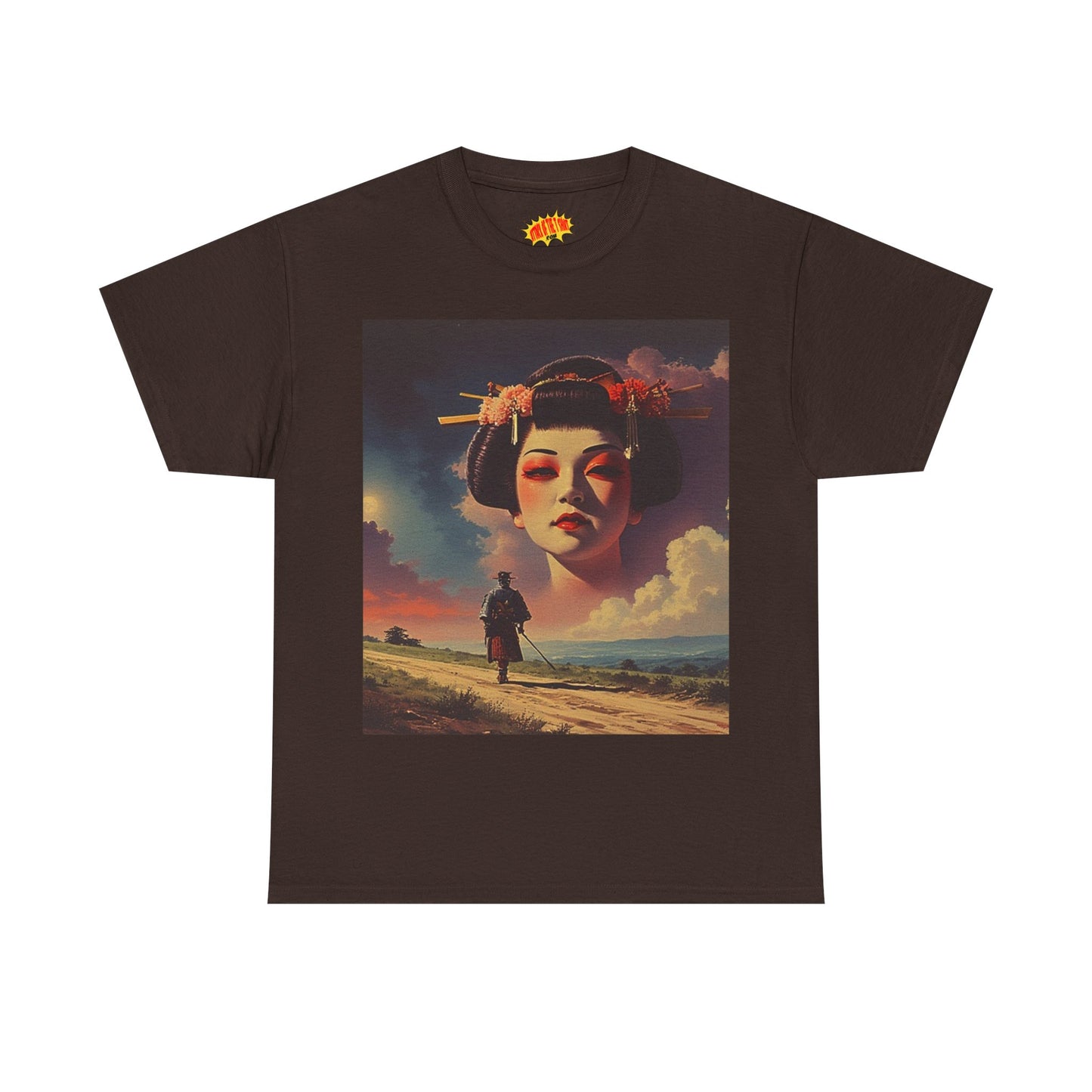 Travelling Samurai w/Sky Geisha Woman T-Shirt *Multiple Colors*