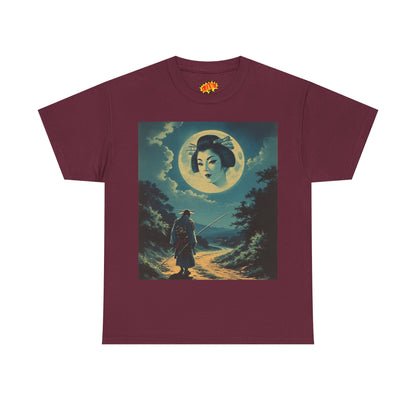 Travelling Samurai w/Full Moon Geisha Woman T-Shirt