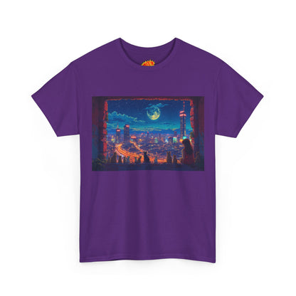 Anime Cityscape Night Scene w/Girl & Cats T-Shirt