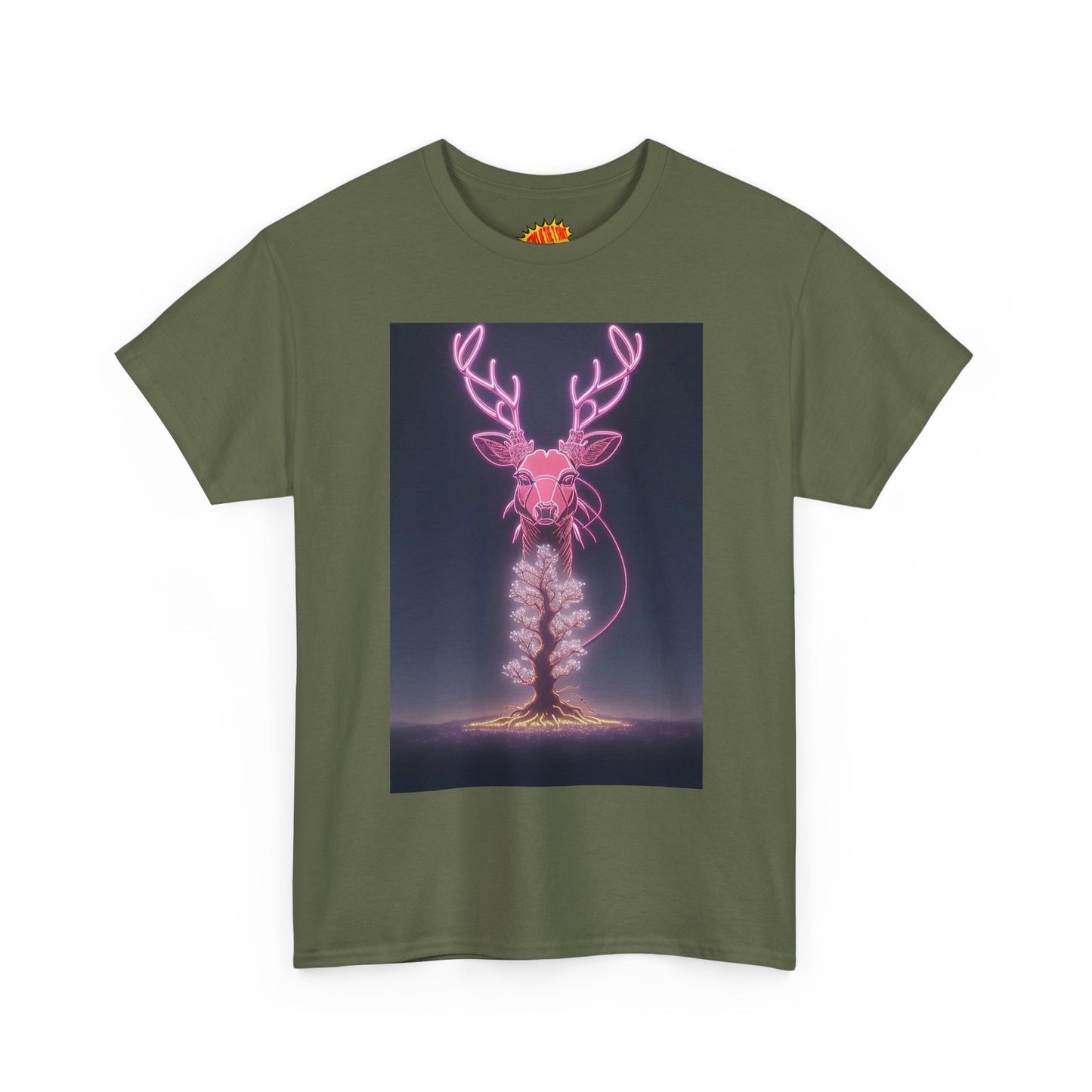 Electric Neon Deer Tree Cotton Tee Shirt *Multiple Colors*