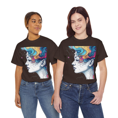 Face w/Color Hair Graphic Art Tee Shirt