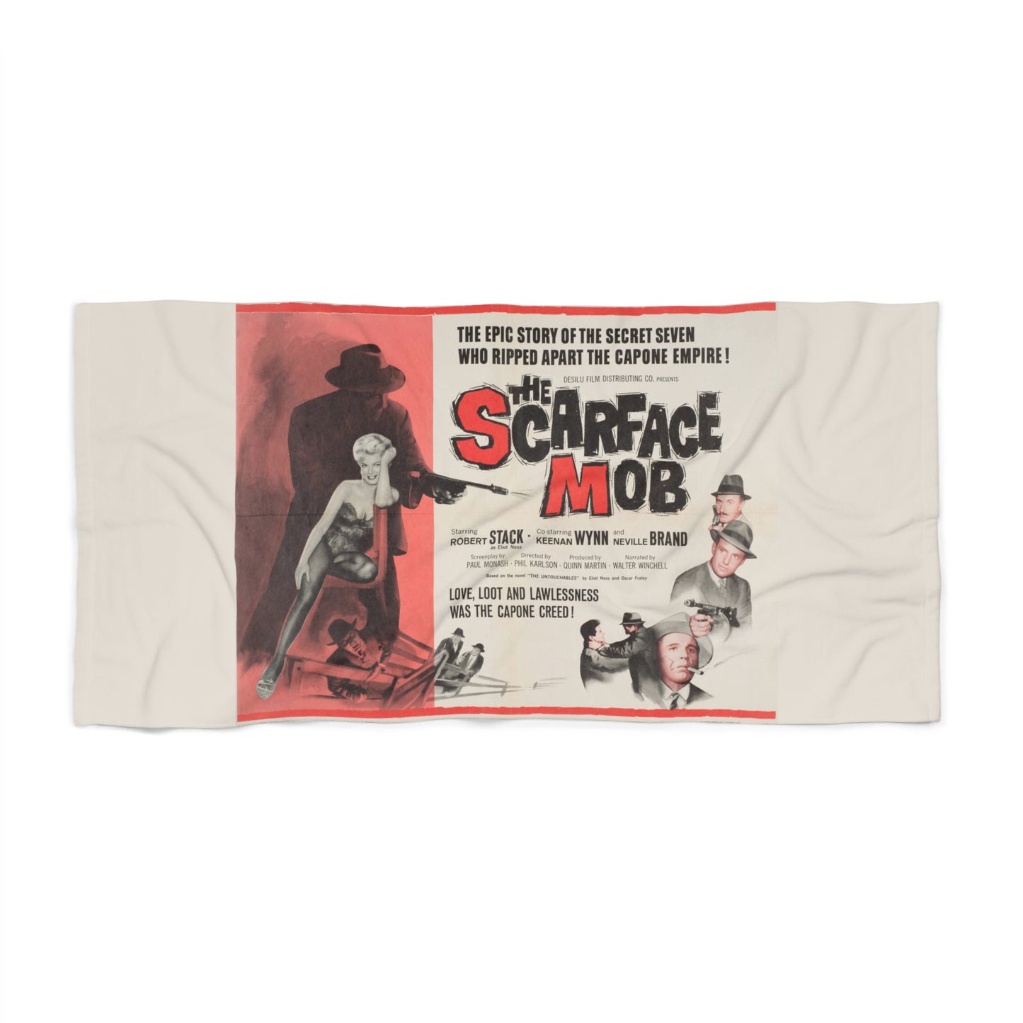 The Scarface Mob Vintage Movie Poster Beach Towel | Retro Gangster Movie Art